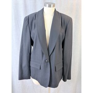 Vintage Pendleton Classic‎ Virgin Wool Blazer Black Made USA Size 14